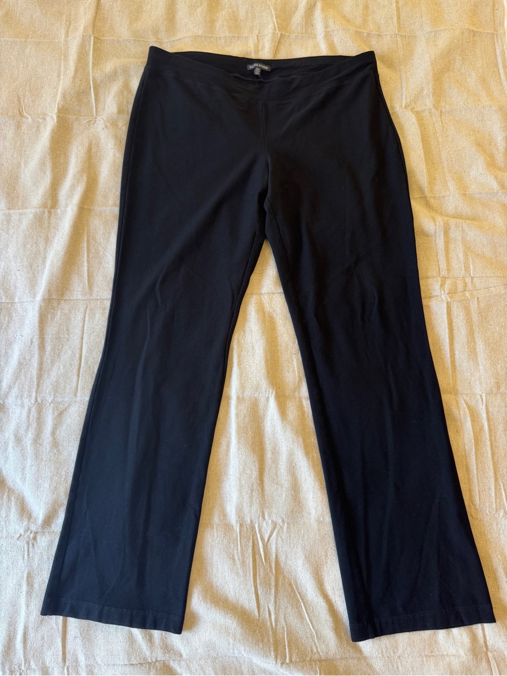 Eileen Fisher Stretch Crepe Pull-On Pants Black Womens Large Straight Wide Leg - Picture 5 of 16